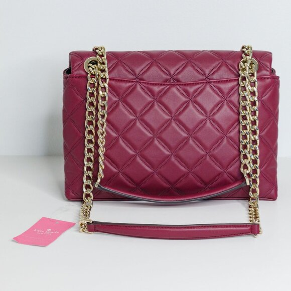 NWT KATE SPADE Natalia Flap Bag Quilted Leather Chain Turn Lock "Blackberry" - Picture 5 of 8